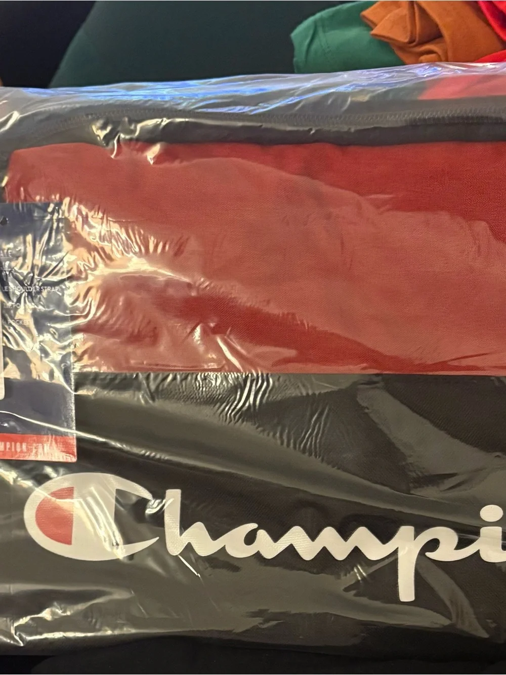 Champion Red and Black Colorblock Duffle